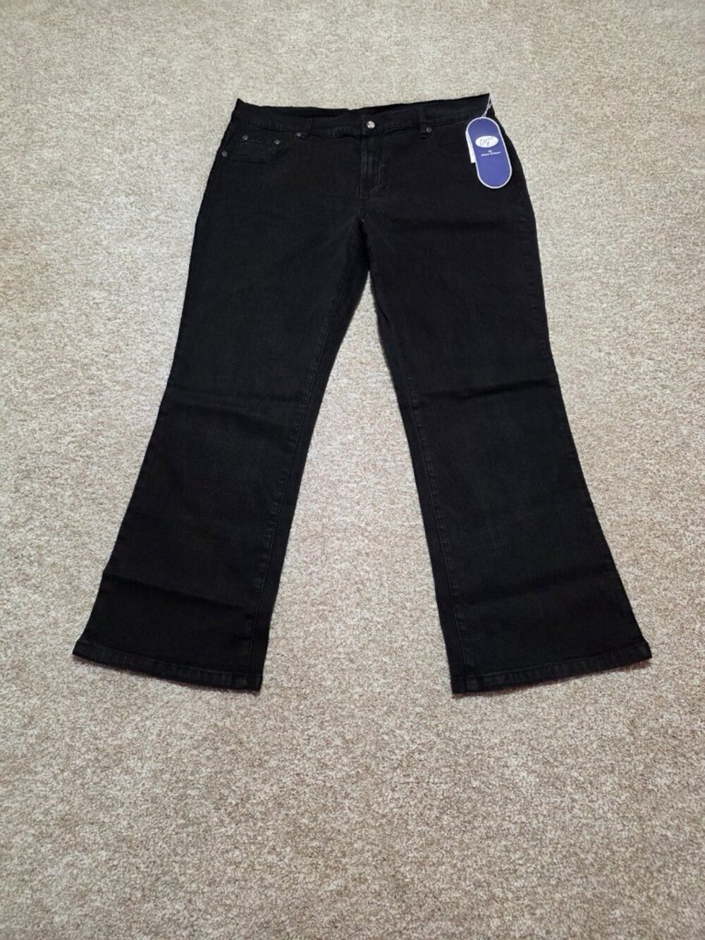 DG2 by Diane Gilman Women’s Black Stretch Straight Jeans Size 16P American Flag